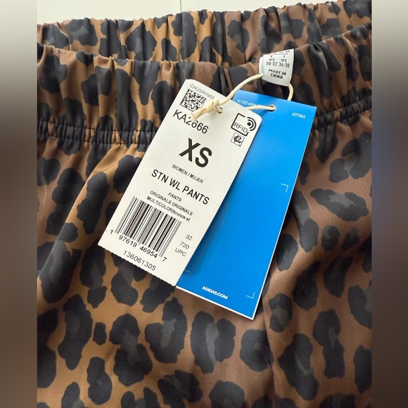 NWT Adidas Originals Satin Leopard Print Track Pants with Stripes - Picture 3 of 6